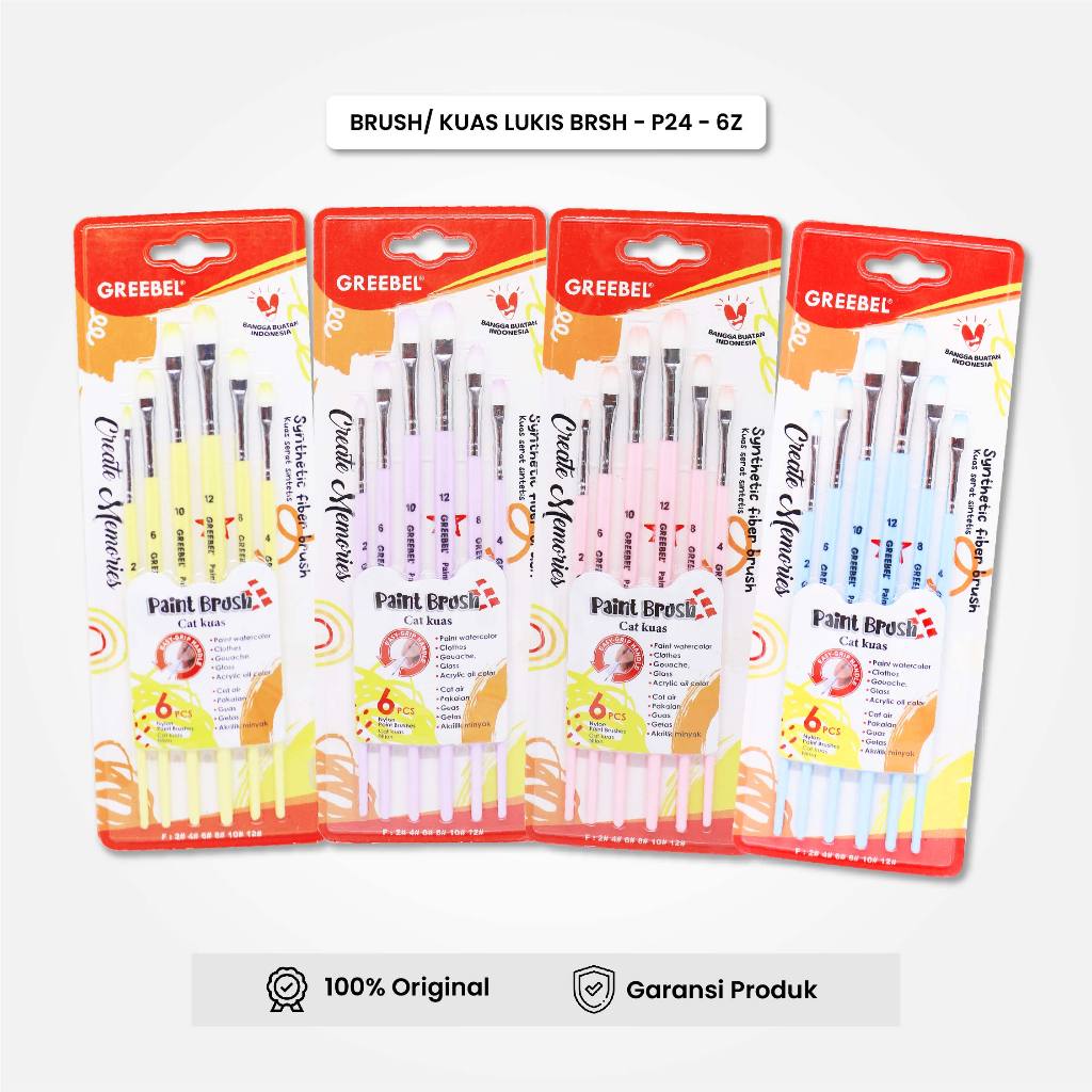 

GREEBEL Kuas Lukis Paint Brush Set BRSH-P24-6Z (6PCS) Kuas Lukis Cat Minyak Kuas Lukis Cat Akrilik