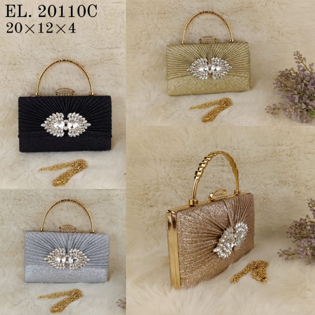 Elgan tas pesta mewah gliter permata besar dan berkilau #20110c