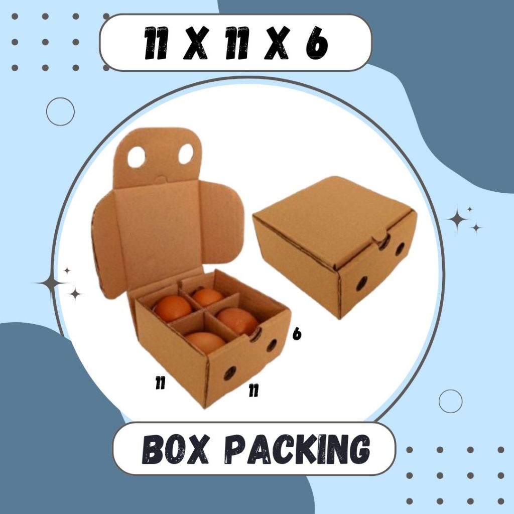

Box telur 11x11x6 LD Kardus Telur isi 4 Packing Kotak Dus Telur Asin Tray Endog Endok Kardus Balap