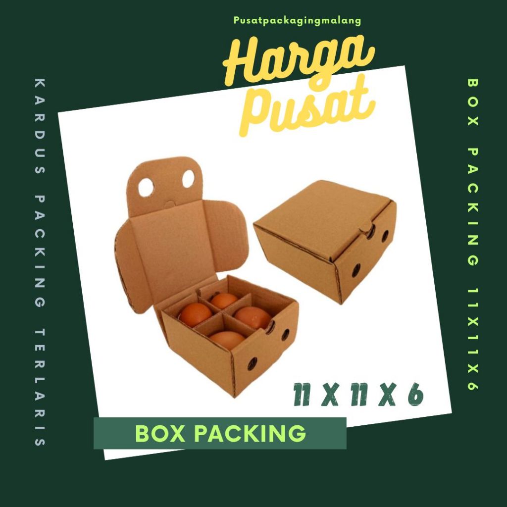 

Box telur 11x11x6 LD Kardus Telur isi 4 Packing Kotak Dus Telur Asin Tray Endog Endok PusatPackaging