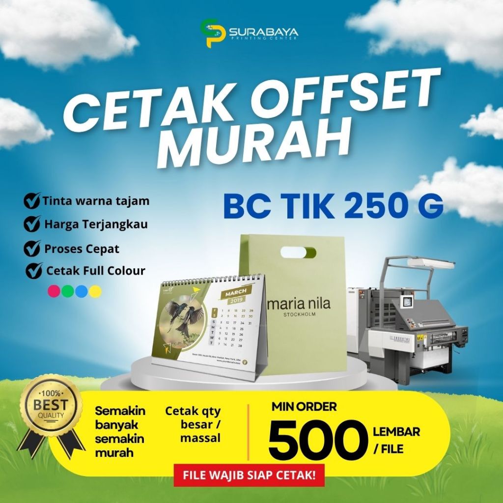 

CETAK OFFSET MURAH - KERTAS BC TIK 250G CETAK FULL COLOUR