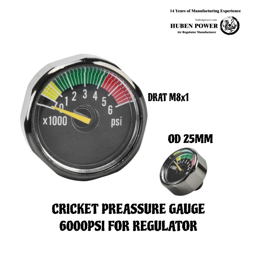 MANOMETER REGULATOR CRICKET DAN PAINTBALL DRAT M8 BLACK