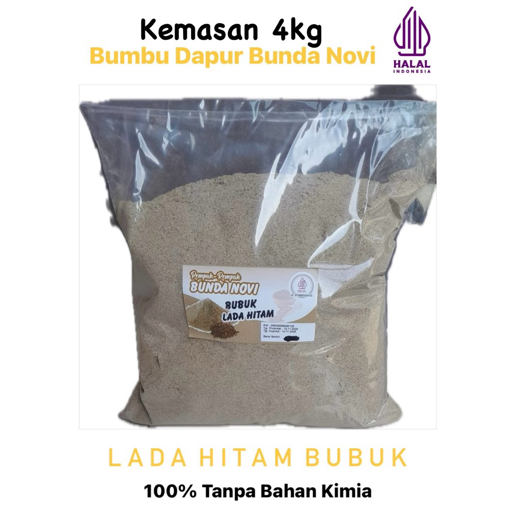 

[ Kemasan 4KG ] Lada Hitam Bubuk / Pure Black / Bumbu Rempah Dapur / Spices / Masak