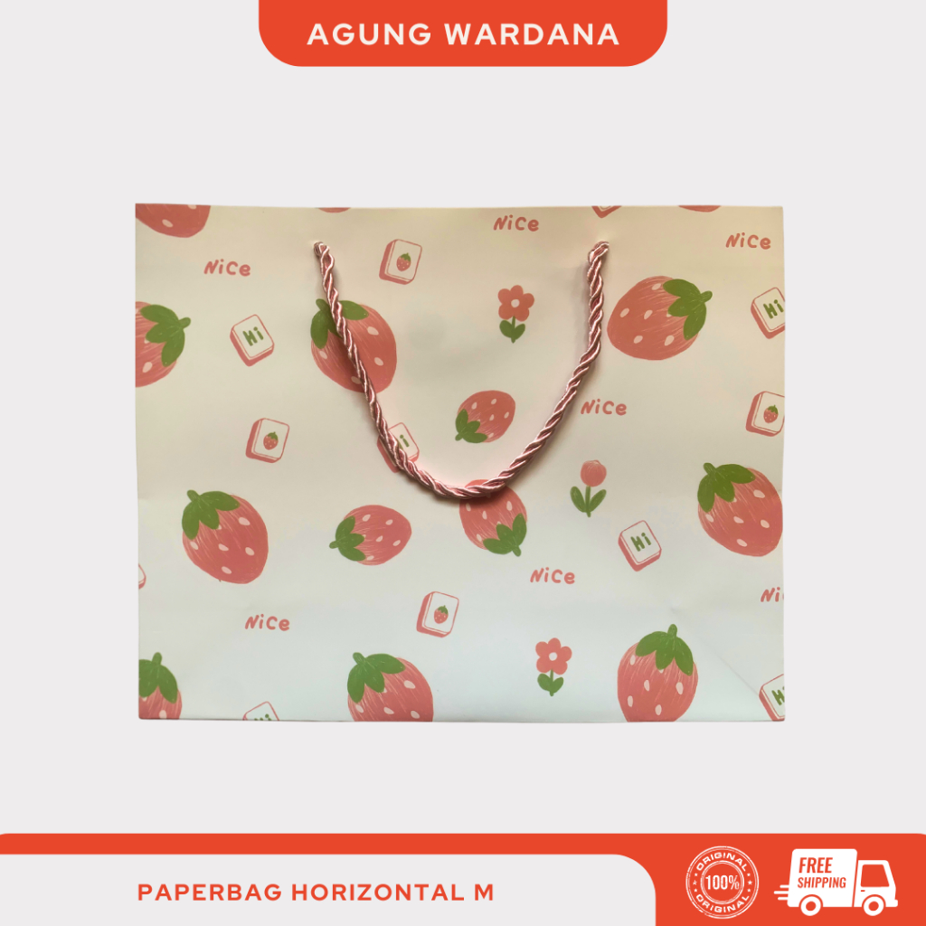 

PAPER BAG LUCU HORIZONTAL PERSEGI PANJANG UKURAN 32 X 11 X 25 CM