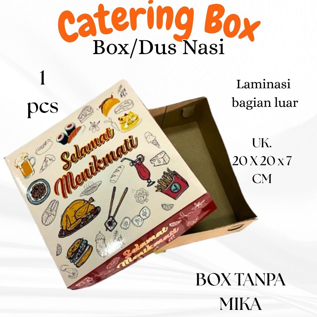 

(1 PCS) CATERING BOX/DUS NASI/BOX NASI UK 20 X 20 CM LAMINASI BAGIAN LUAR
