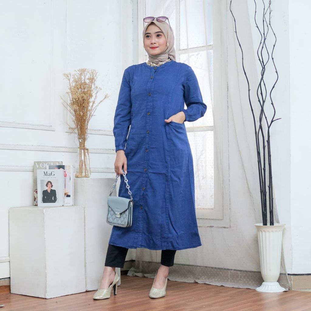 Abaya Midi Dress/Midi Dress Kancing Depan – Nyaman & Elegan, Best Seller"