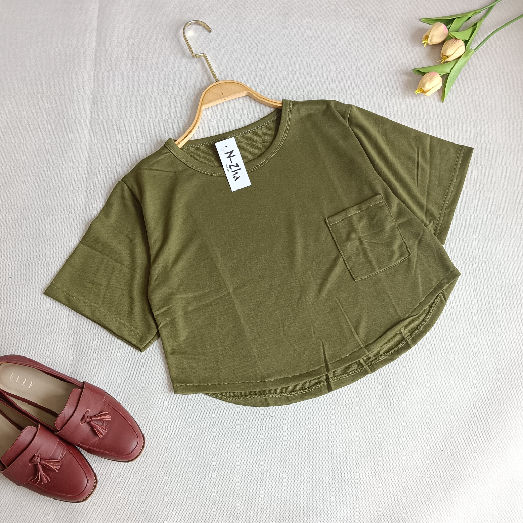 Kaos crop top oval wanita - atasan crop kekinian - kaos cewek terbaru - Ramise