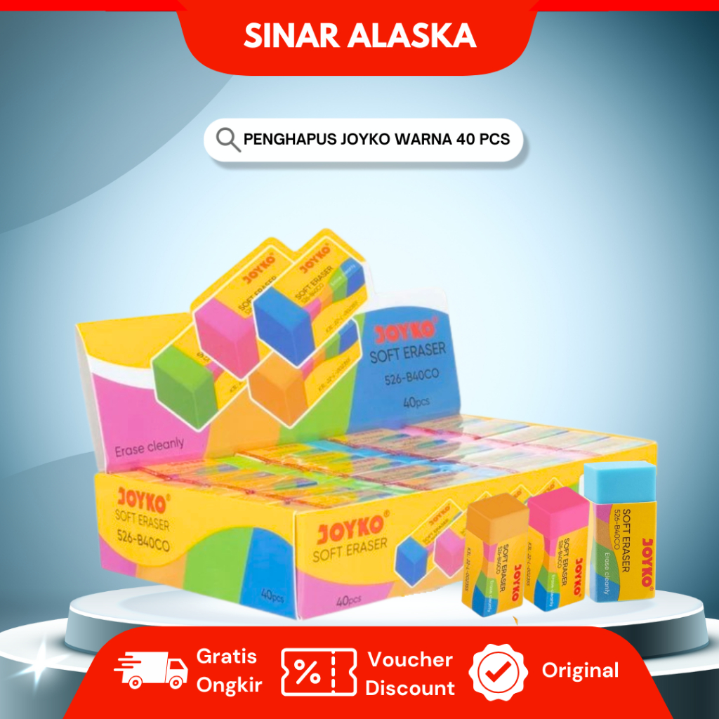 

Penghapus Joyko 526-B40C0 Warna Warni Cerah isi 40 pcs