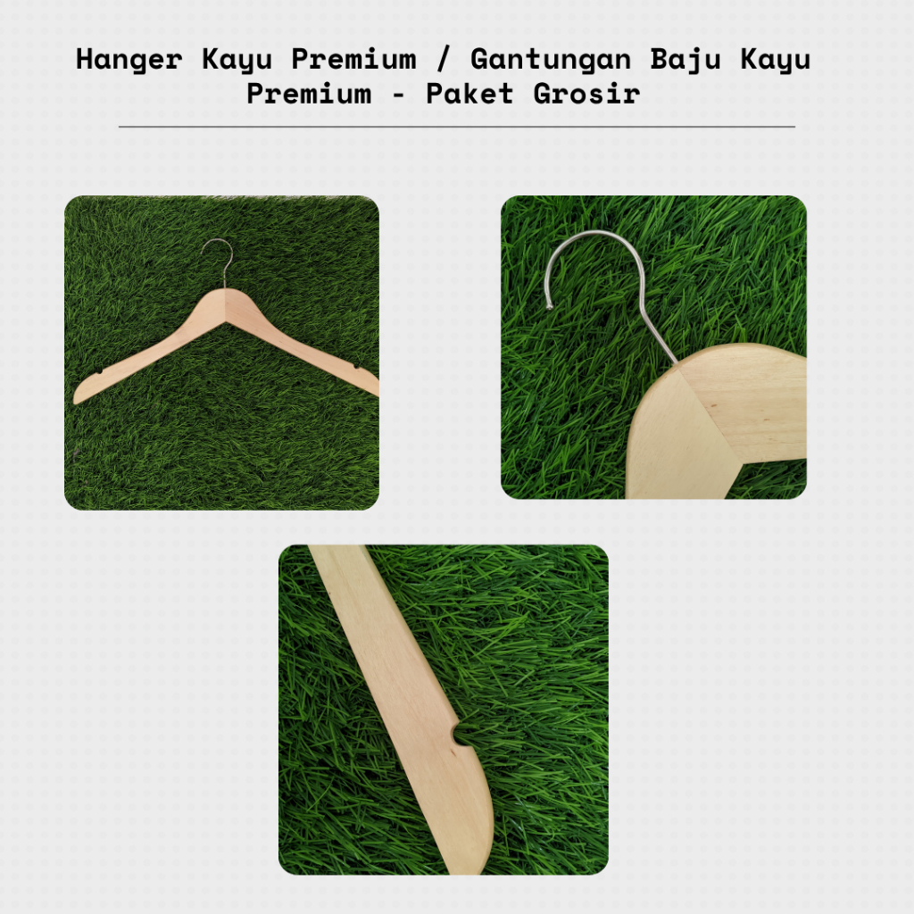 Hanger Kayu Premium / Gantungan Baju Kayu Premium - Paket Grosir