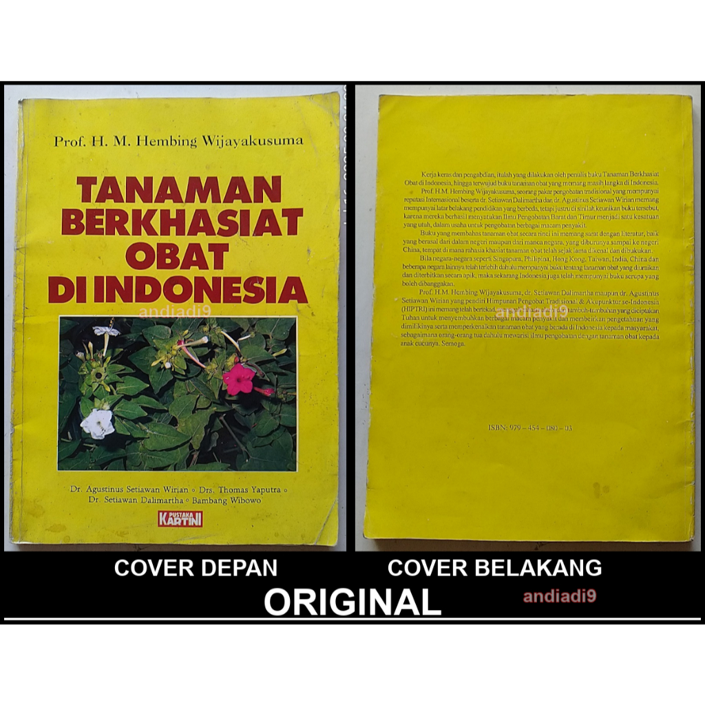BUKU TANAMAN BERKHASIAT OBAT DI INDONESIA JILID 1 PROF. H.M. HEMBING WIJAYAKUSUMA ADA BERCAK ORIGINA