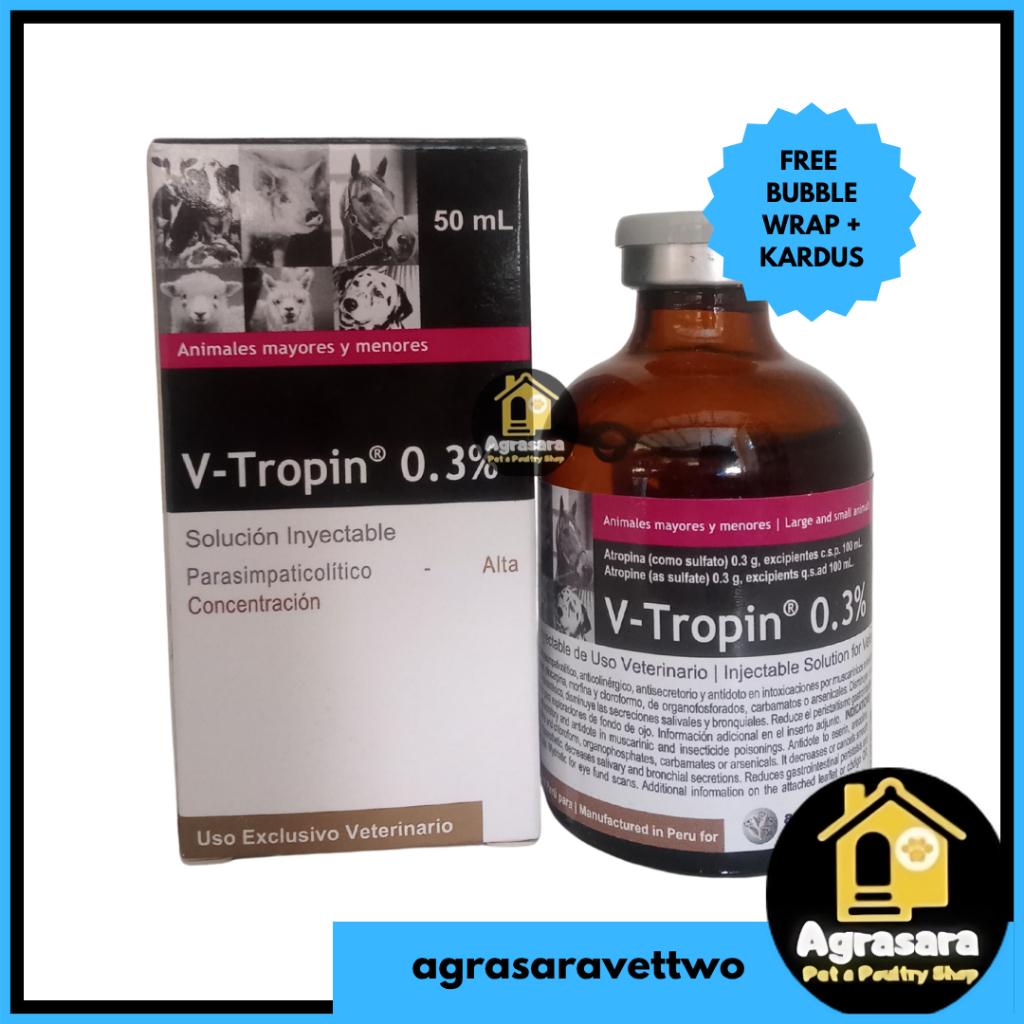 V TROPIN 0.3% 50 ml - AtropinHewan Sapi Anjing Kucing Kambing Vitropin