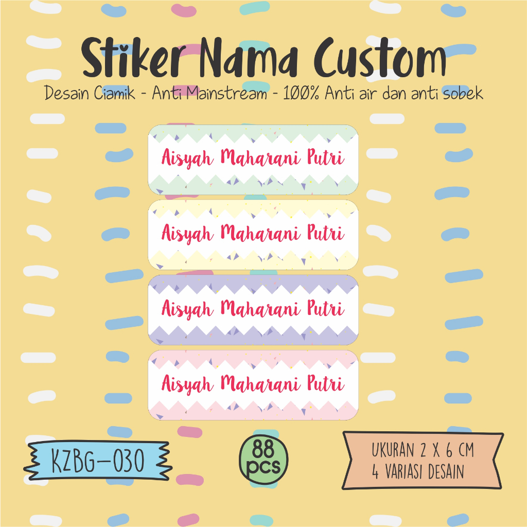 

sticker label nama perempuan kuda poniwaterproof KZBG 030