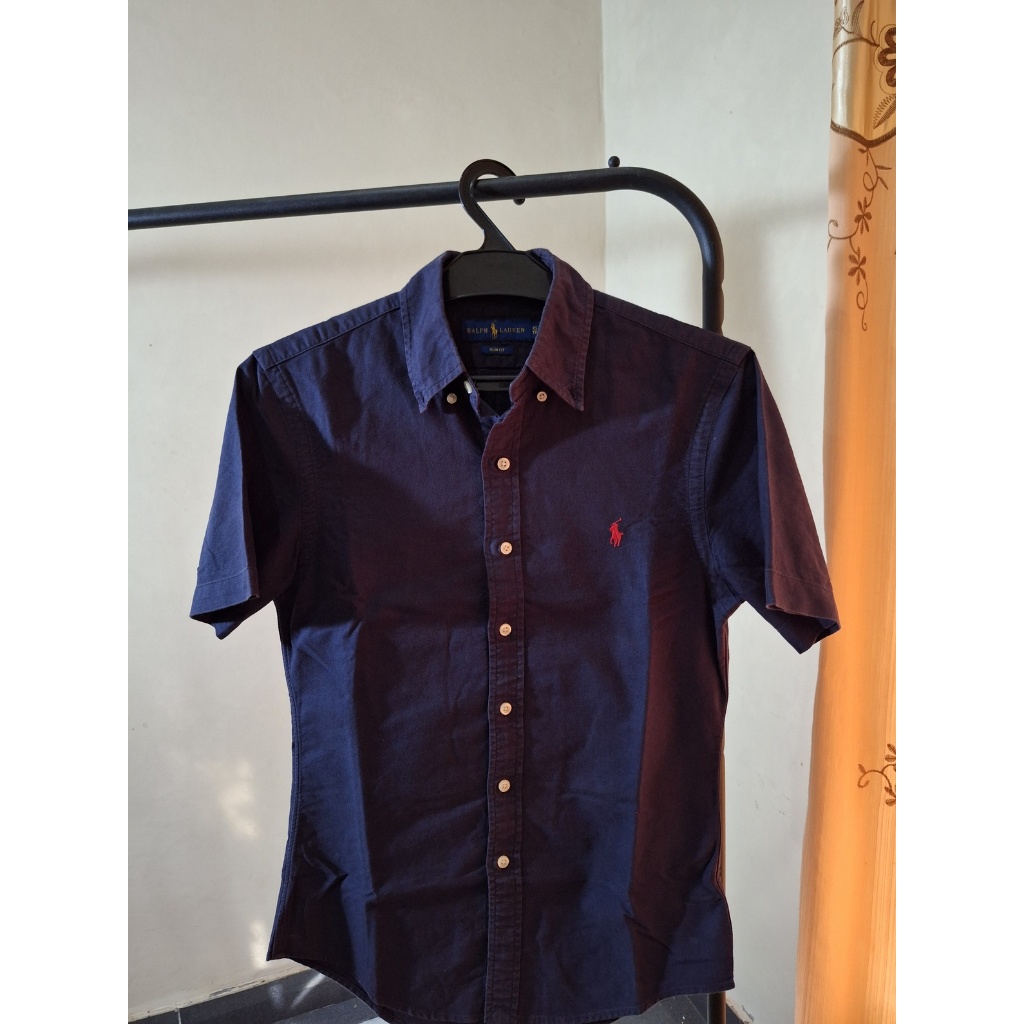Kemeja Shirt Navy Red Pony Polo Ralph Lauren Pria Wanita Oxford Original