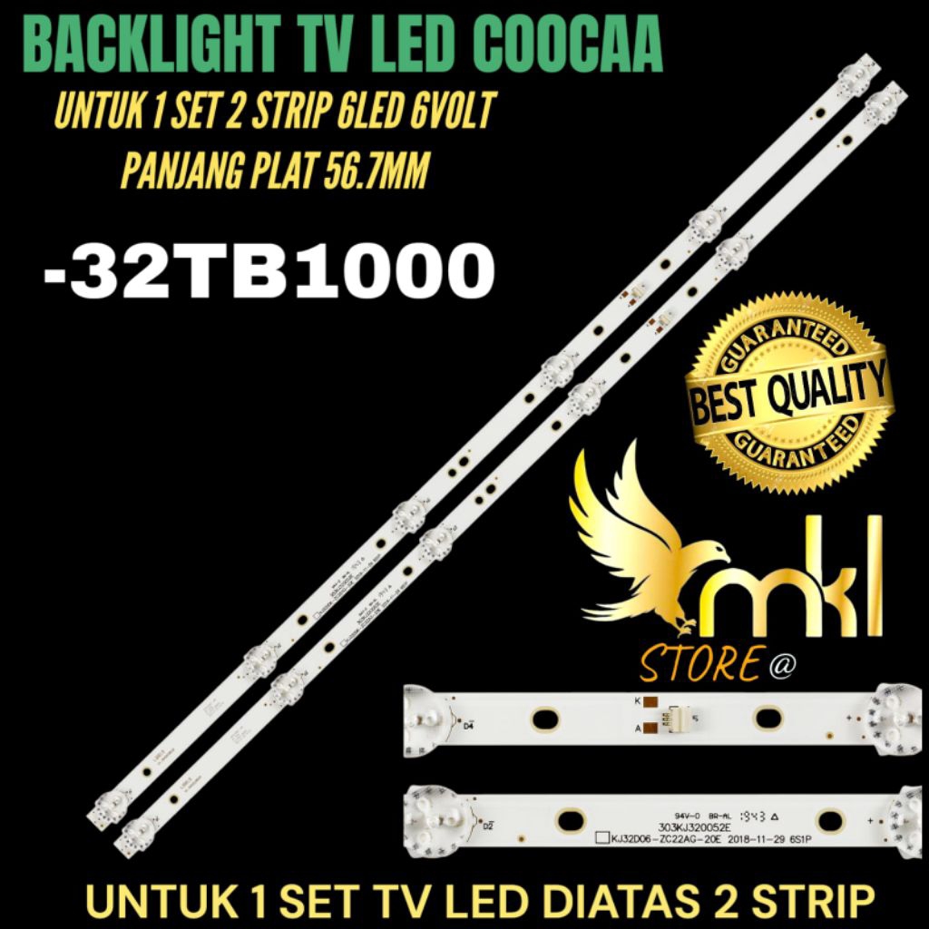 BACKLIGHT TV LED COOCAA 32 INCH 32TB1000 BACKLIGHT TV LED 32 INCH