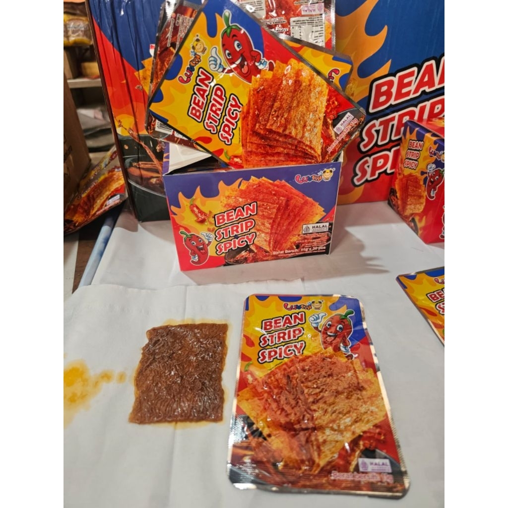 

Dendeng Bean Strip Spicy Lembaran Rasa Pedas isi 30 pcs