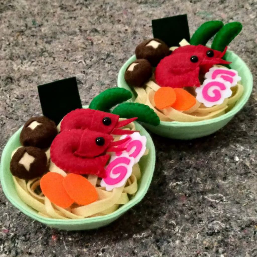 TOPPING MAKANAN RAMEN MAKANAN KHAS JEPANG REPLIKA TOPING MAKANAN RAMEN UDANG EDAMAME JAMUR NARUTOMAK