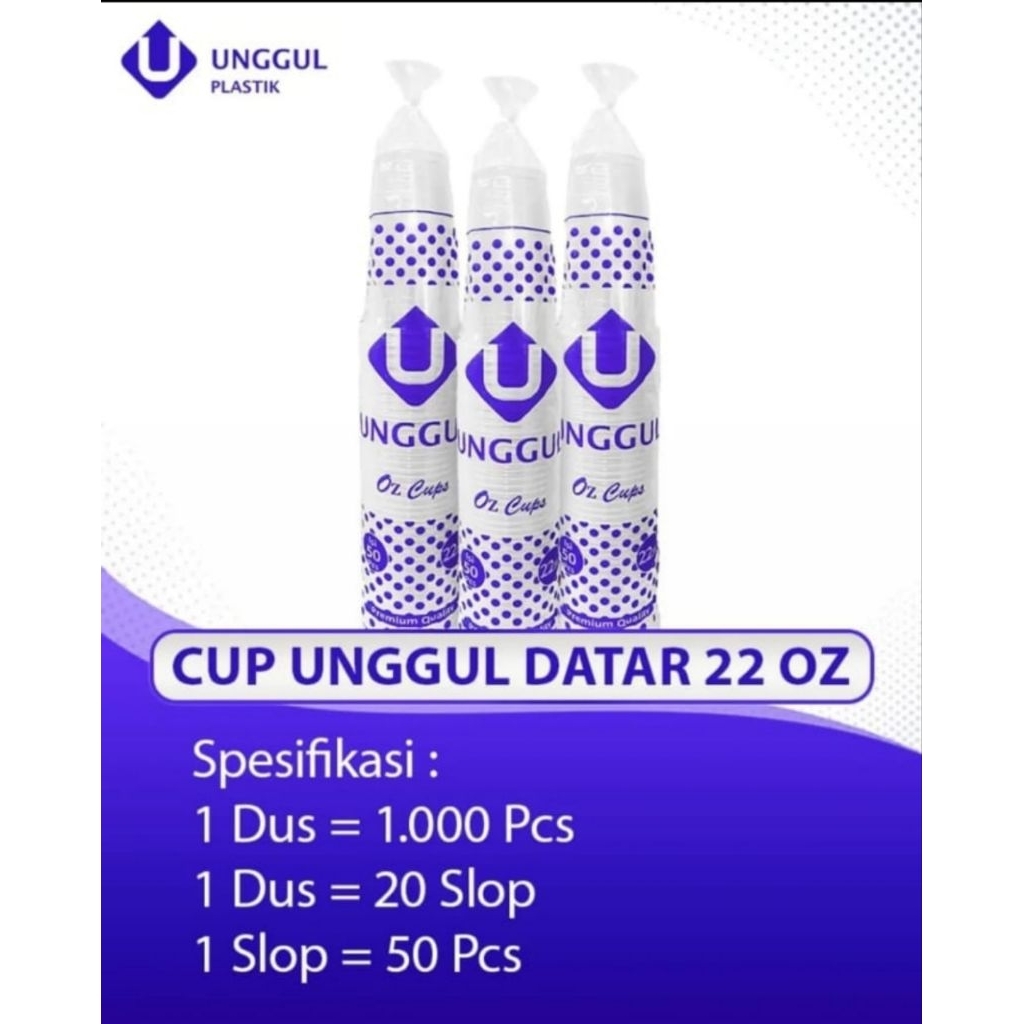 Cup 22oz Unggul 8gram / Cup 22oz Datar / 1slop isi 50pcs