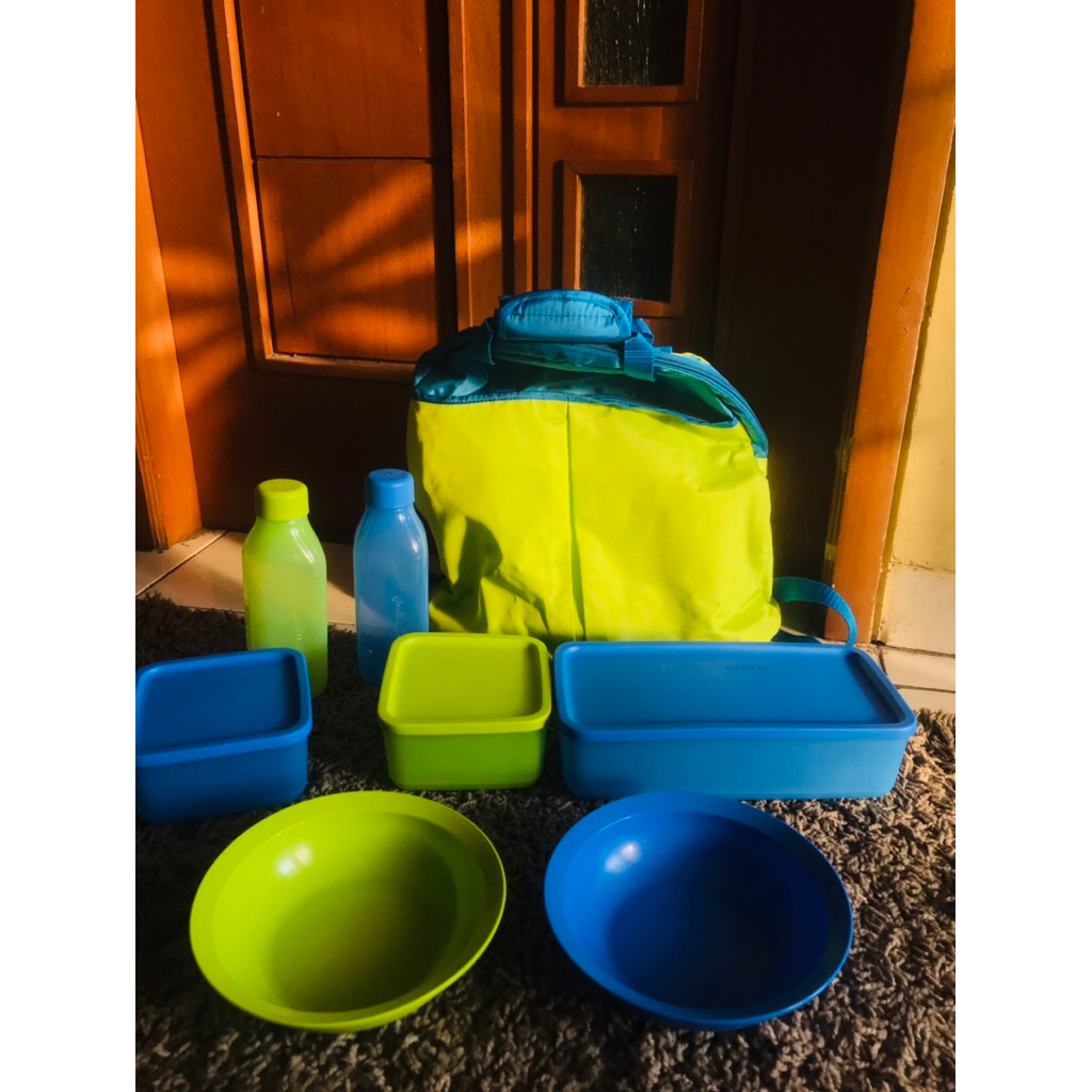 tupperware set tas ransel bekal sekolah toples botol bekal anak sekolah