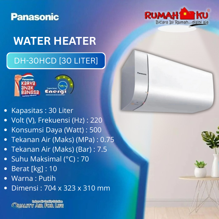 Panasonic DH-30HCDRW Water Heater 30 L Pemanas air listrik panasonic