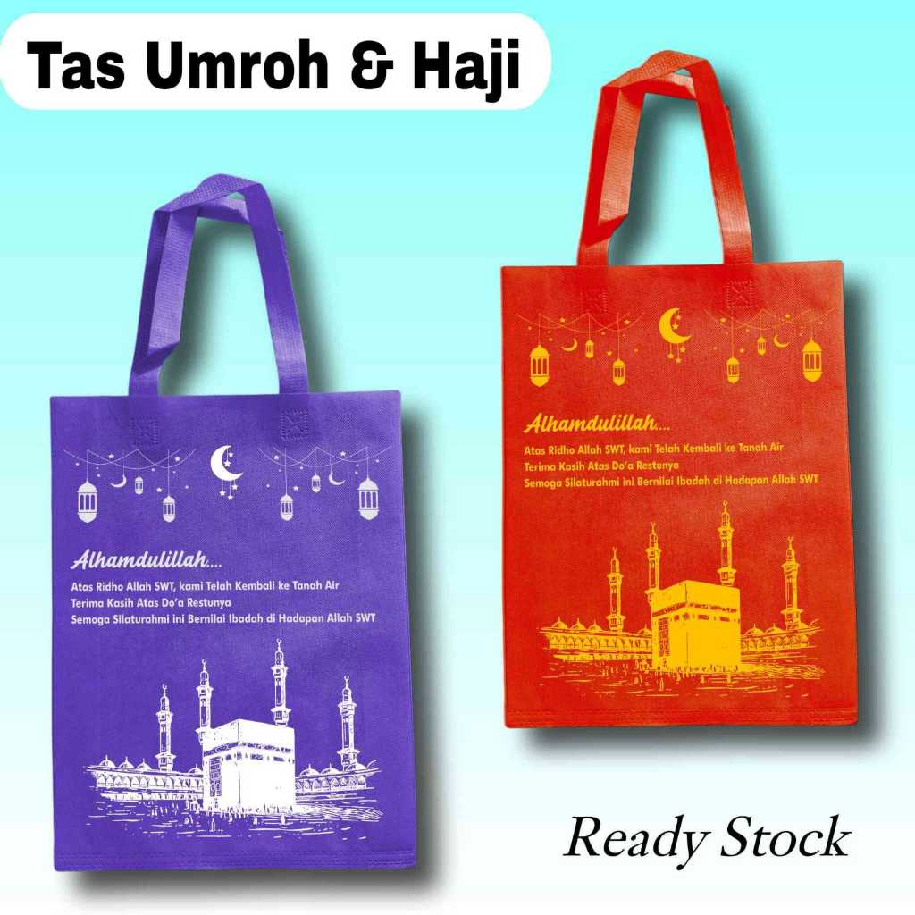 

Tas goodie bag Bahan Spunbund | Tas Souvenir Haji Dan Umroh BISA PILIH WARNA (1-Lusin isi-12 PCS) UK ( 30x40 ) 65gsm