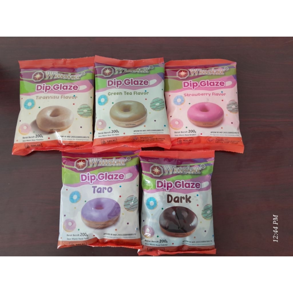 

Winstar Dip Glaze Tiramisu, Taro, Coklat, Green Tea & Strawberry 200 gr