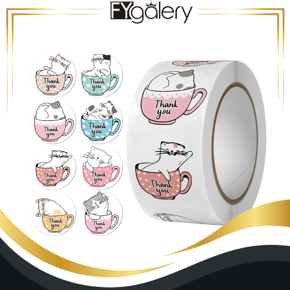 

FYgalery Stiker Thank you Roll 500 Pcs Stiker Thank you Tempel HL0596 Y1732