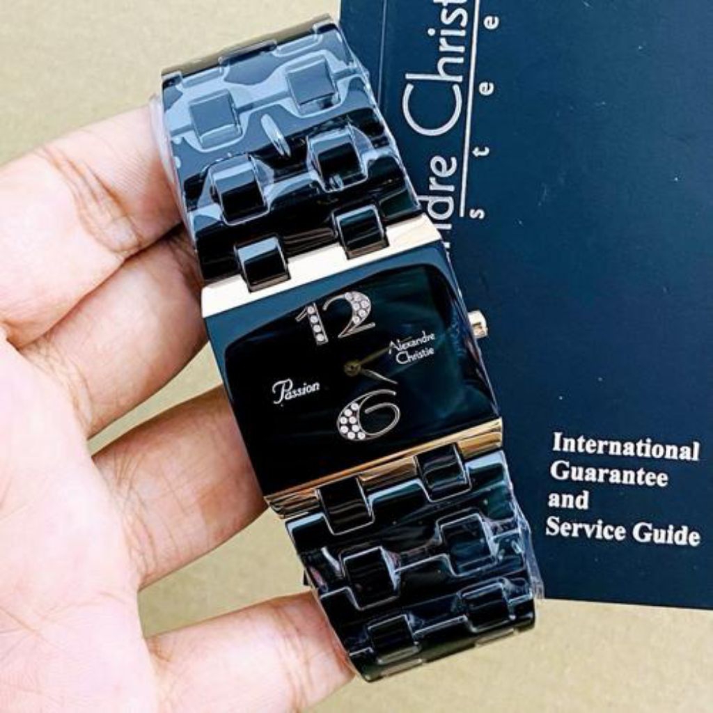 JAM TANGAN WANITA ALEXANDRE CHRISTIE AC 2881 AC2881 BLACK ROSEGOLD ORI