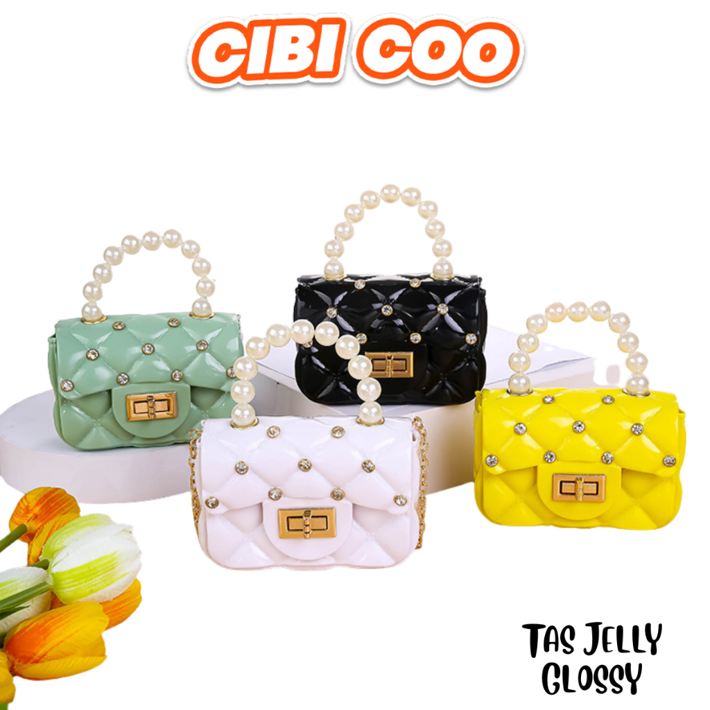 CIBICOO TAS SELEMPANG MINI SLING BAG JELLY GLOSSY MOTIF MUTIARA KOREA TAS WANITA MINI SLING BAG