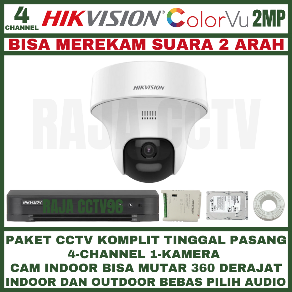 CCTV Hikvision 2MP COLORVU PTZ Indoor Two Way Audio Kamera CCTV