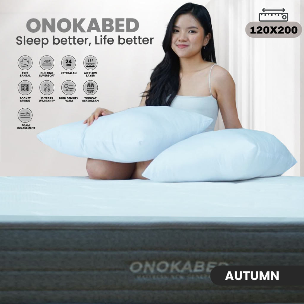 ONOKABED AUTUM Kasur Springbed dengan Pocket Spring | Ukuran 120x200x24cm
