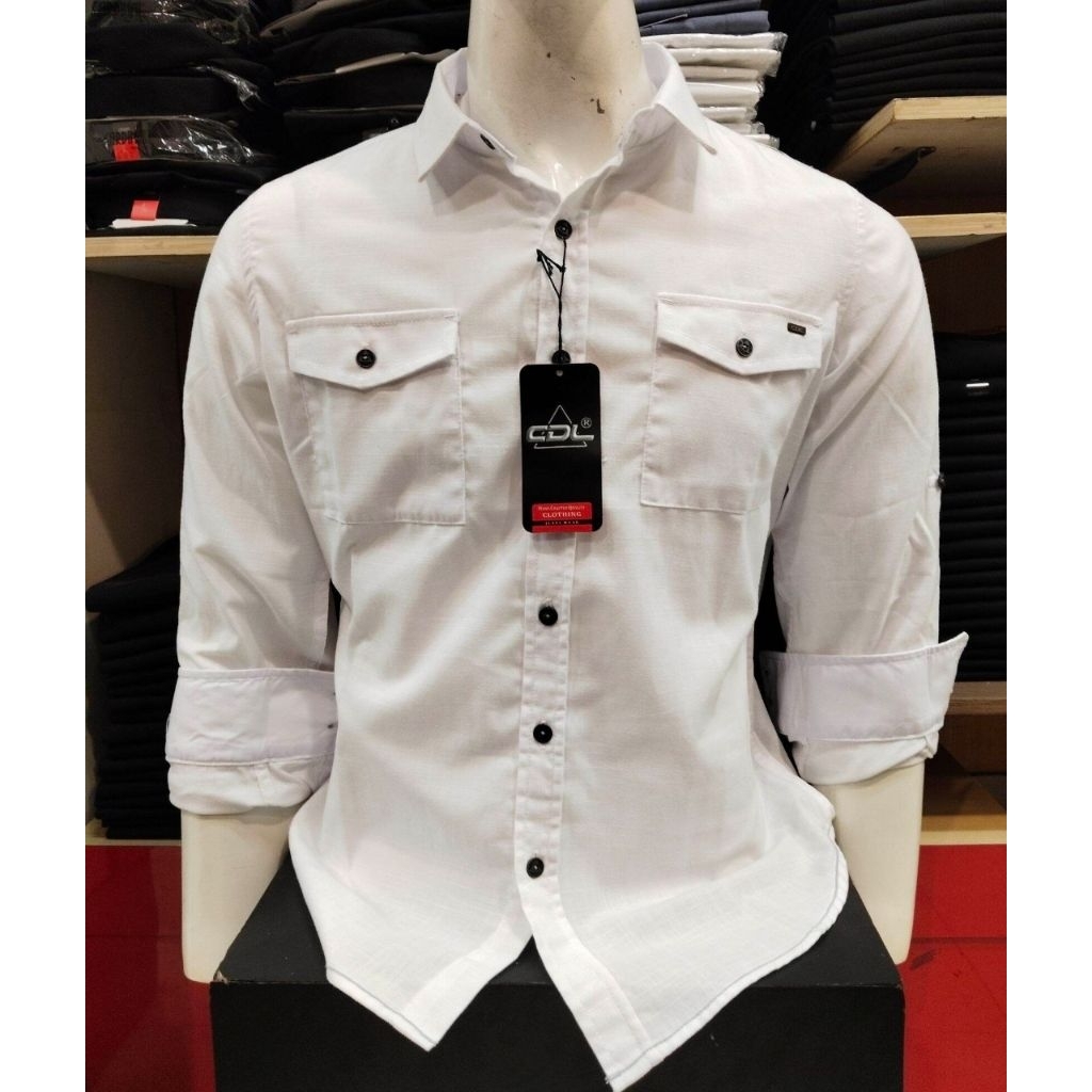 KEMEJA PRIA CDL BY CARDINAL JEANS SLIM FIT WARNA PUTIH POLOS LENGAN PANJANG KUALITAS PREMIUM