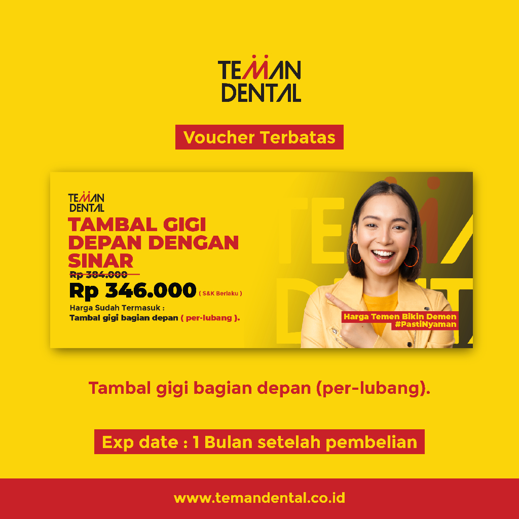 Tambal Gigi Depan Dengan Sinar Perawatan Gigi & Mulut E-Voucher - Teman Dental
