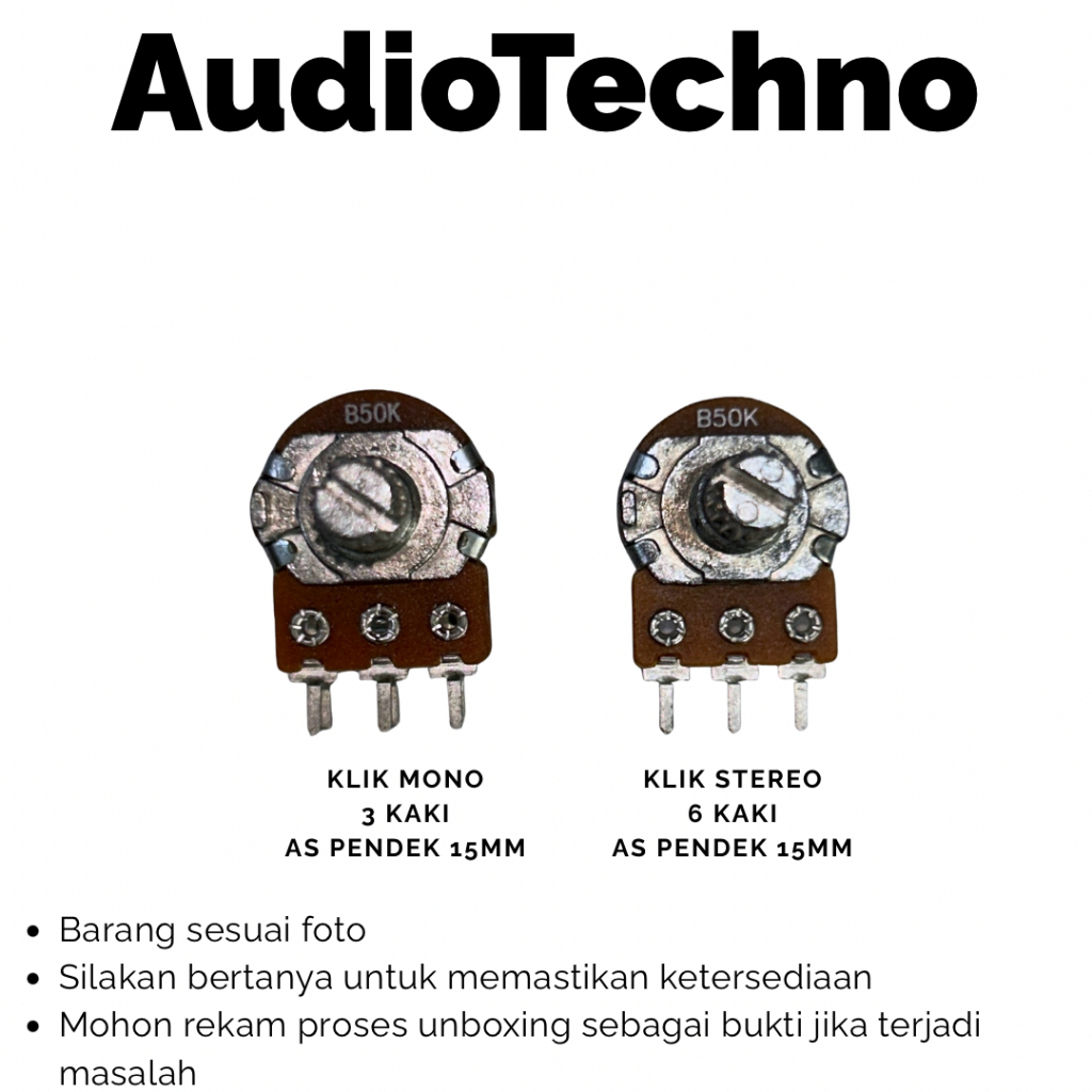 KLIK ASP Potensio Mono Stereo AS Pendek 15MM APlus - 10K, 20K, 50K, 100K
