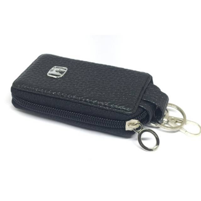 DOMPET KUNCI RESLETING Kulit Mobil Dan Sepeda Motor Logo Honda Toyota Warna Hitam Wallet Gantungan K