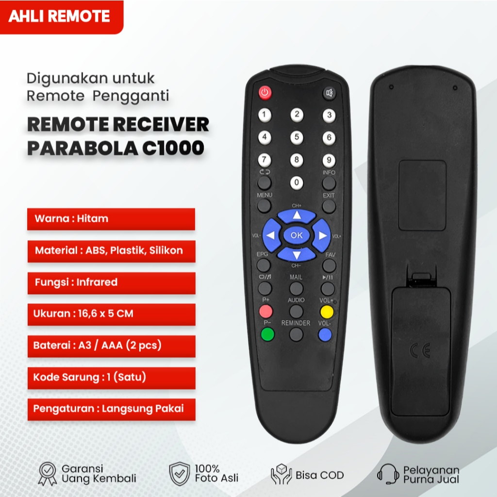 Remote Parabola K-Vision C1000 / Remot Receiver Topas Tv C1000