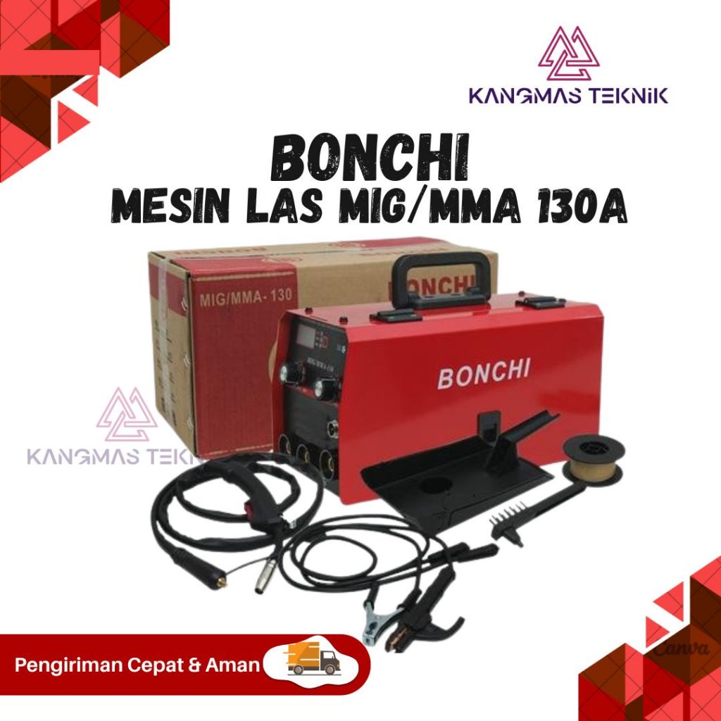 MESIN LAS MIG CO 2 TANPA GAS MIG MULTIFUNGSI LAS MIG TANPA GAS 130A 900watt.KANGMAS TEKNIK