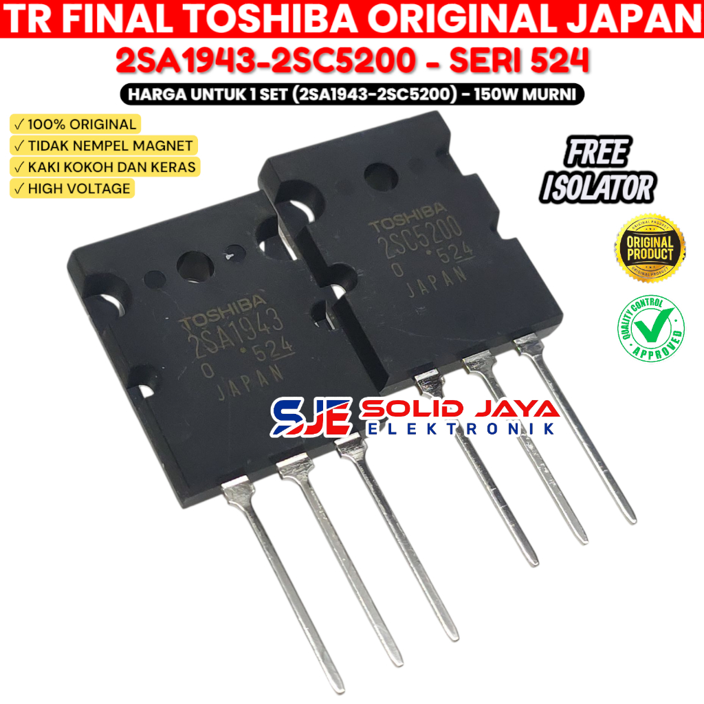 TR TOSHIBA 2SA1943 2SC5200 SERI LOT 524 JAPAN JEPANG TRANSISTOR FINAL TOSHIBA ASLI  2 SA 1943 2 SC 5