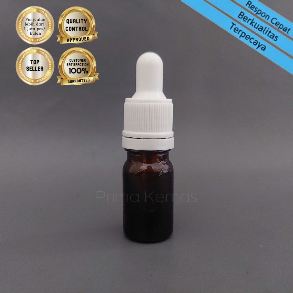Botol kaca pipet 5 ml - botol serum/ tetes - botol pipet - Botol Kaca Coklat 5 ml Tebal Pipet Ring P