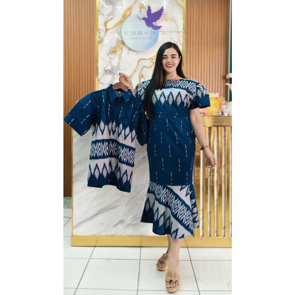 COUPLE BATIK DRESS DUYUNG NAVY TERBARU