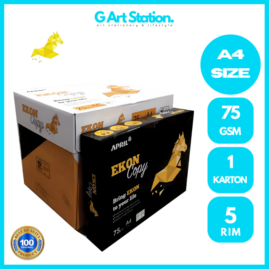 

EKON COPY Paper Kertas HVS A4 75gsm 1 Karton / 1 Dus HVS A4 Kertas Fotocopy