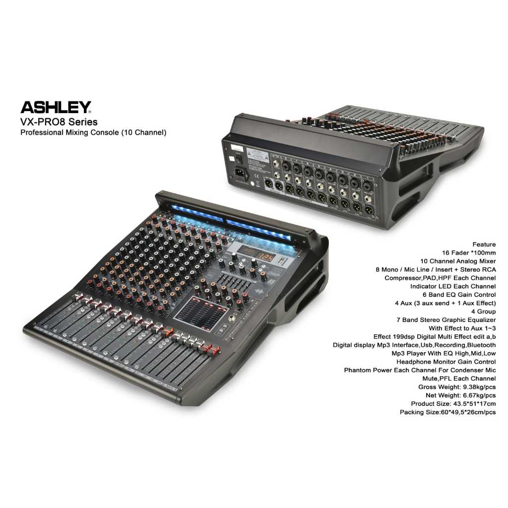 ASHLEY Mixer 10 Channel VX-Pro8/ VX PRO8/ VX PRO 8