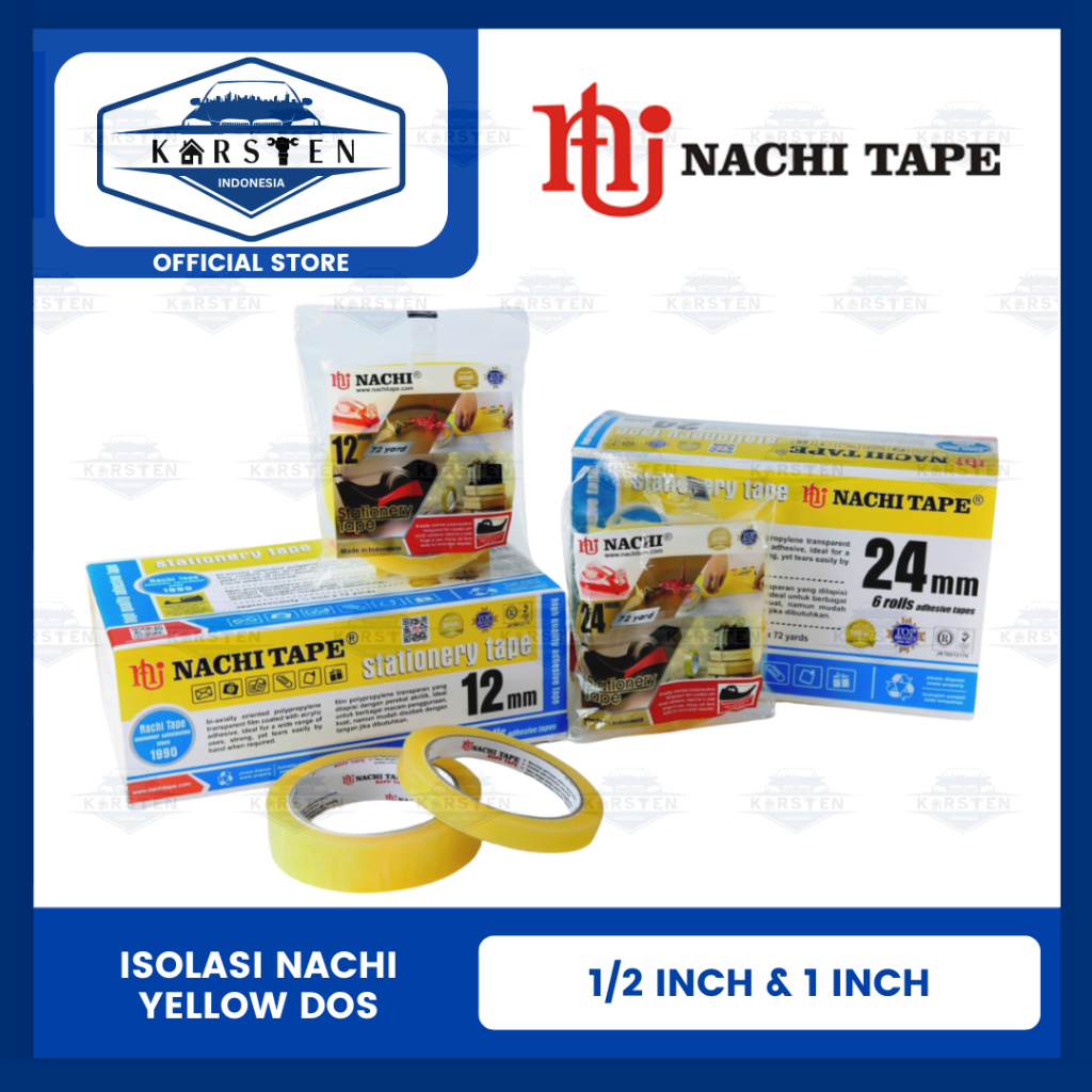 

Tape | Isolasi Nachi Yellow Dos (1/2 Inch & 1 Inch)