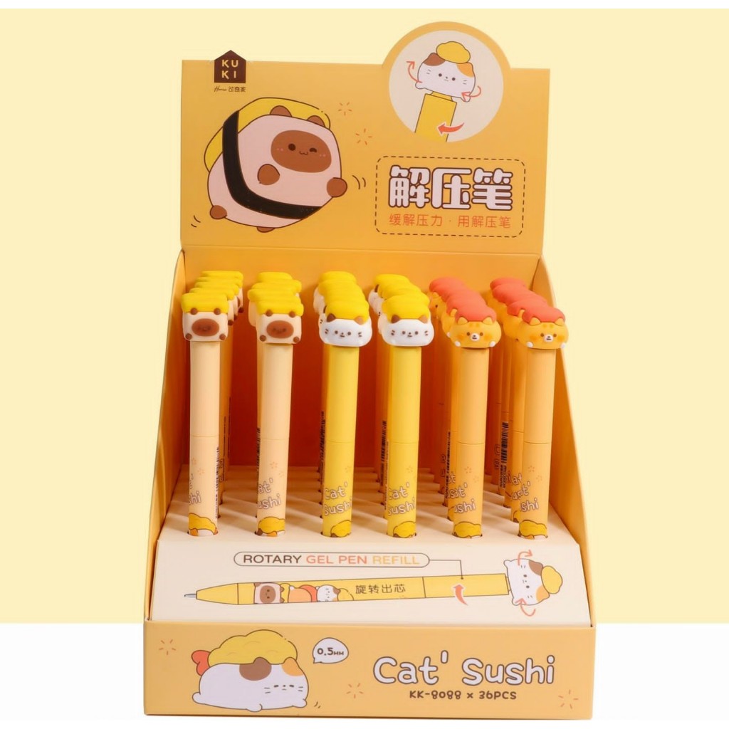 

(3PCS) PULPEN KUKI SPINNER KK-8088 CAT SUSHI / BALLPEN / PENA