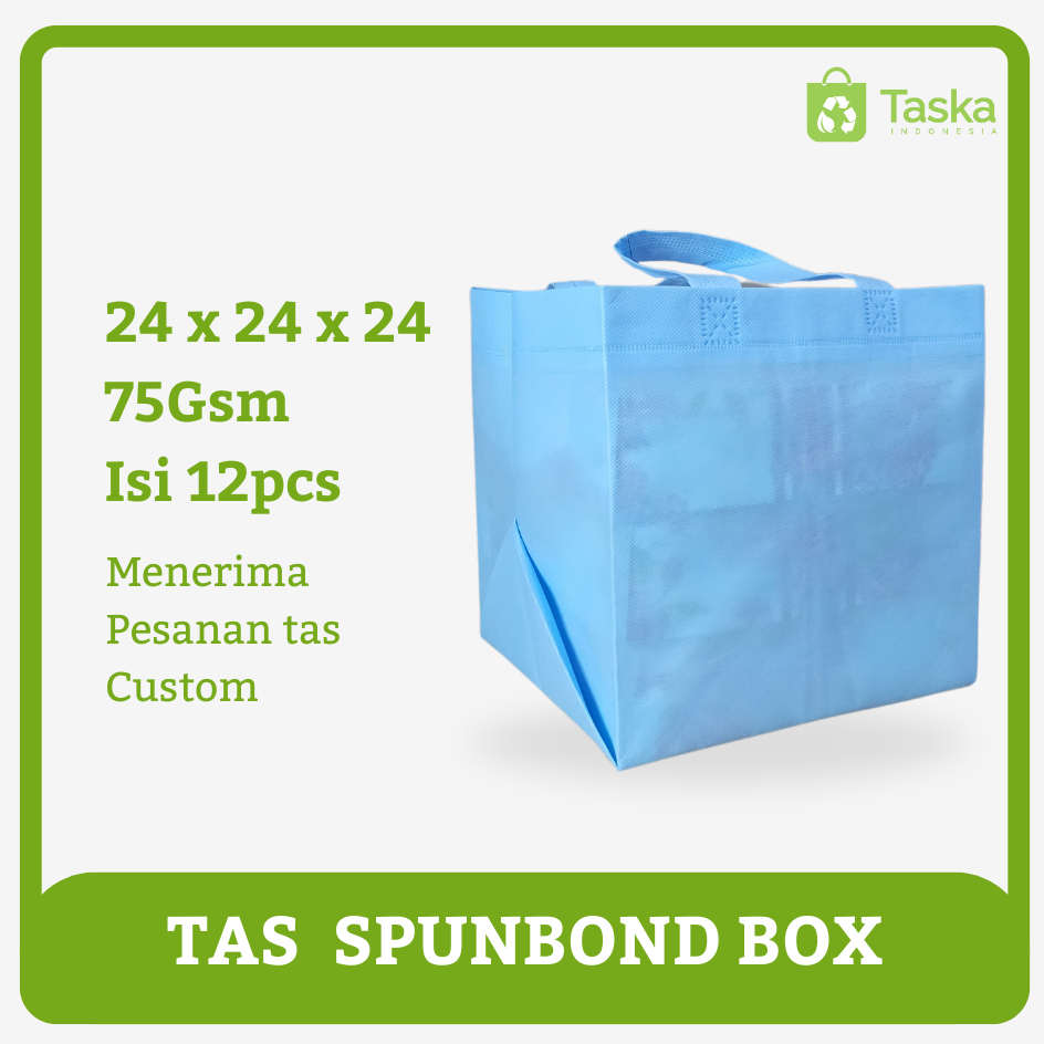 

Taska - Tas Spunbond Press Box 24x24x24 Warna Biru Muda Lusinan Tas Box Kue Goodie Bag Aqiqah