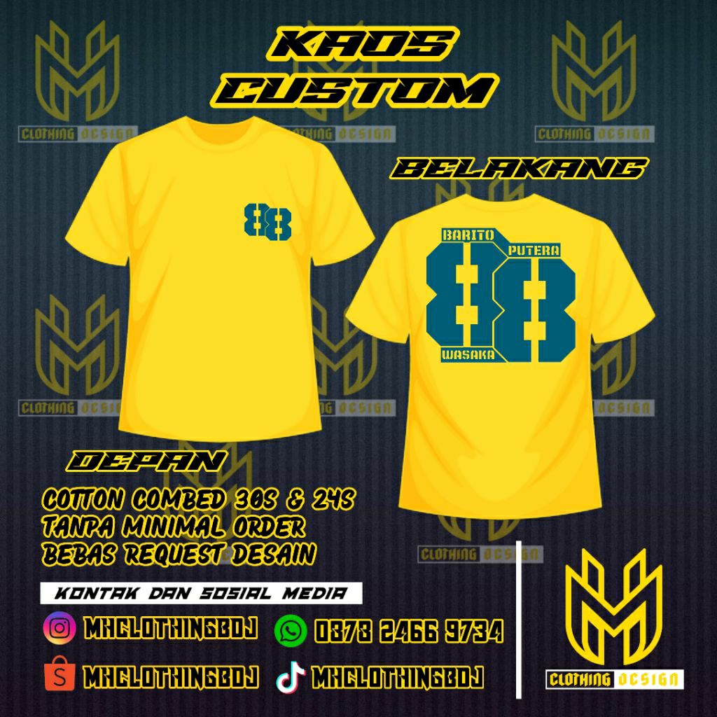 T-SHIRT 88 BARITO PUTERA BARITO MANIA BARITO FANS