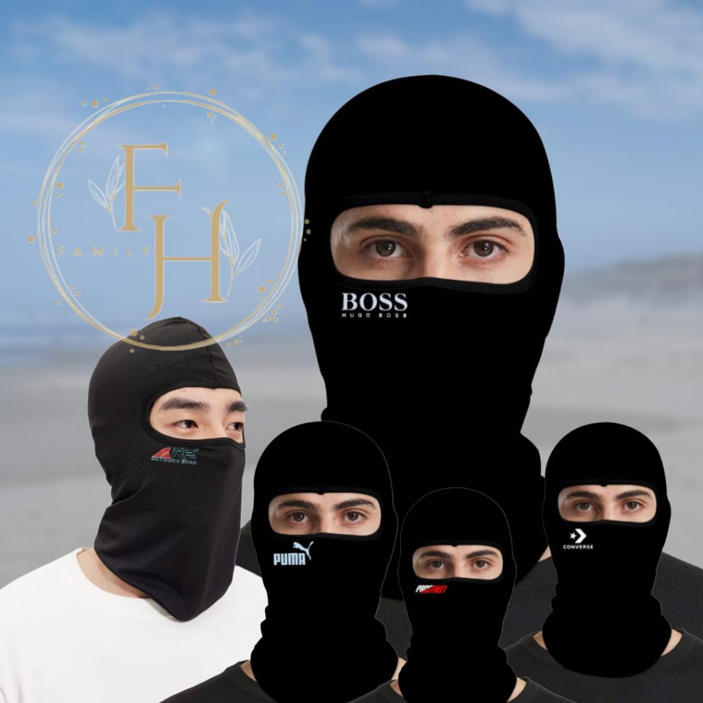 masker ninja Balaclava logo kurir  || ninja Balaclava hitam polos logo murah