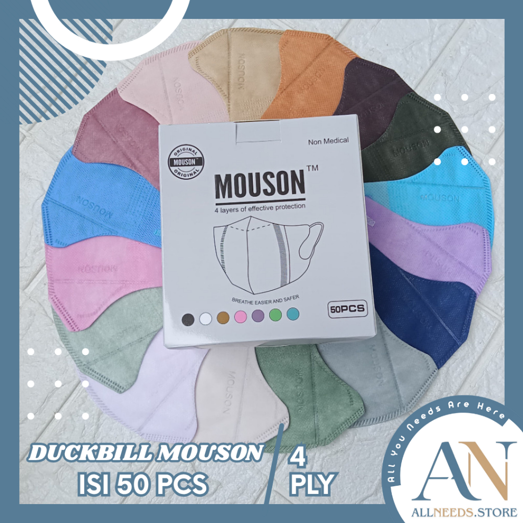 AllNeeds Masker Duckbill Mouson 4 Ply Mix Colour Isi (50) / Masker Duckbill Mouson 4ply