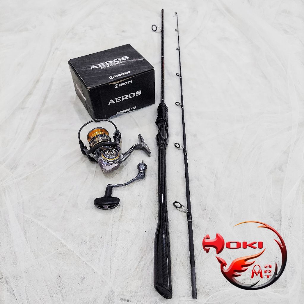Free snap joran set spinning oncak vanta black 180 + reel iroly aeros HG / joran set carbon solid ko