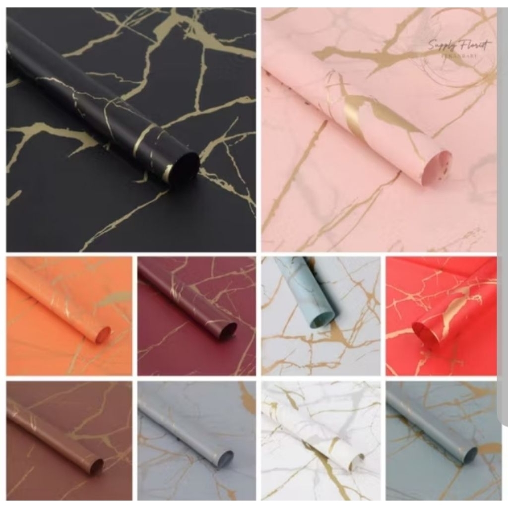 

20LEMBAR KERTAS BUKET GOLD MARBLE WATERPROOF / KERTAS CELLOPHANE