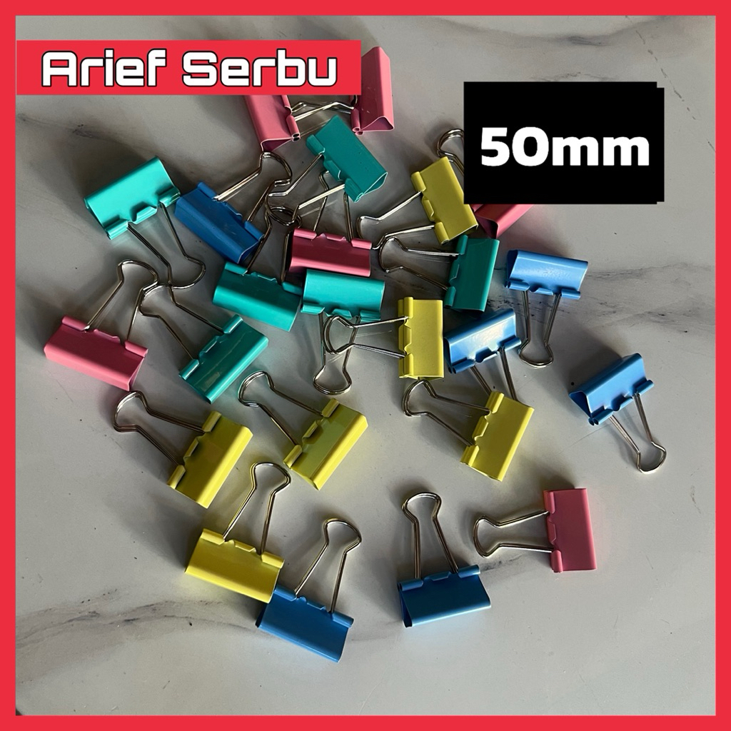 

1 pcs binder klips 50mm penjepit kertas warna warni hiu jie
